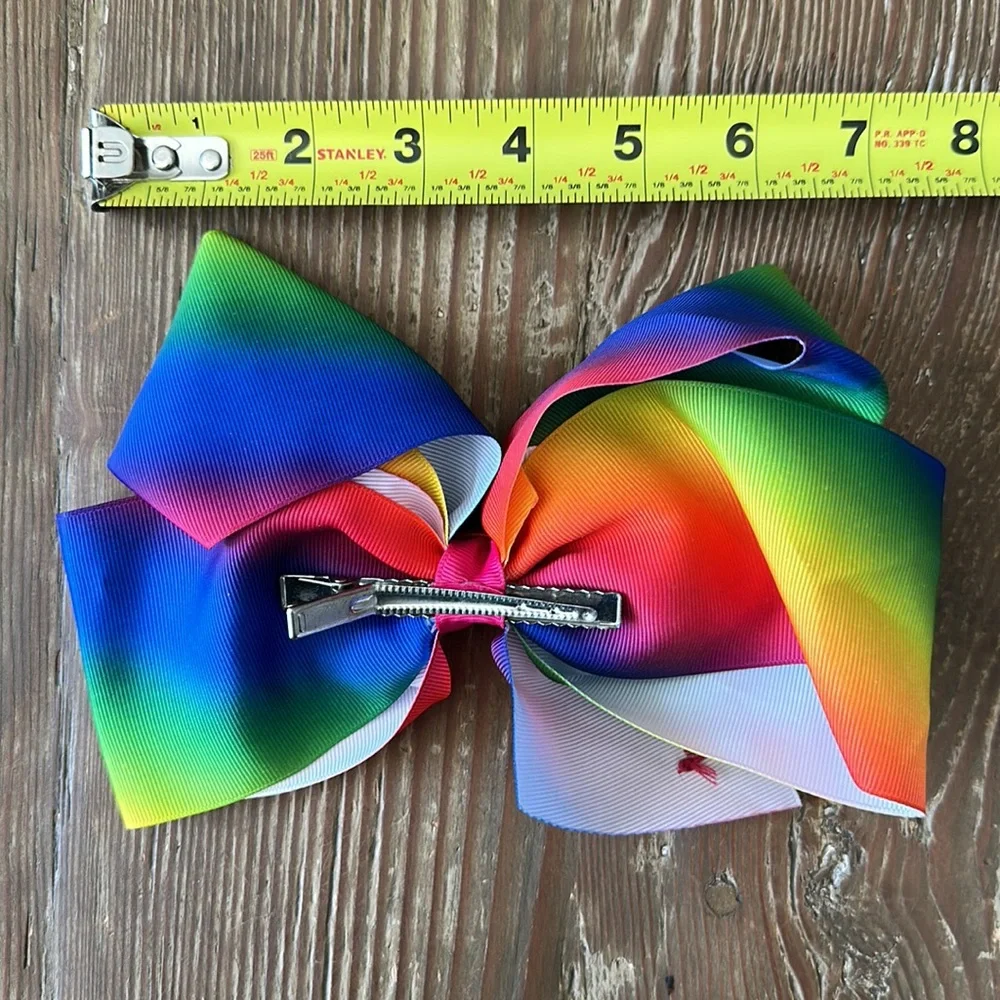 New Jojo Siwa tie dye rainbow hair clip Bows 7”